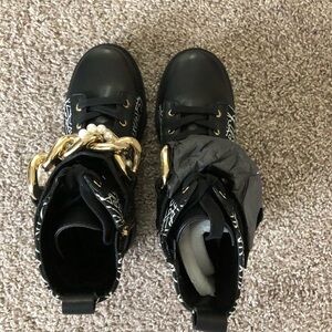 Karl Lagerfeld Black Ankle Boots with Gold Accents